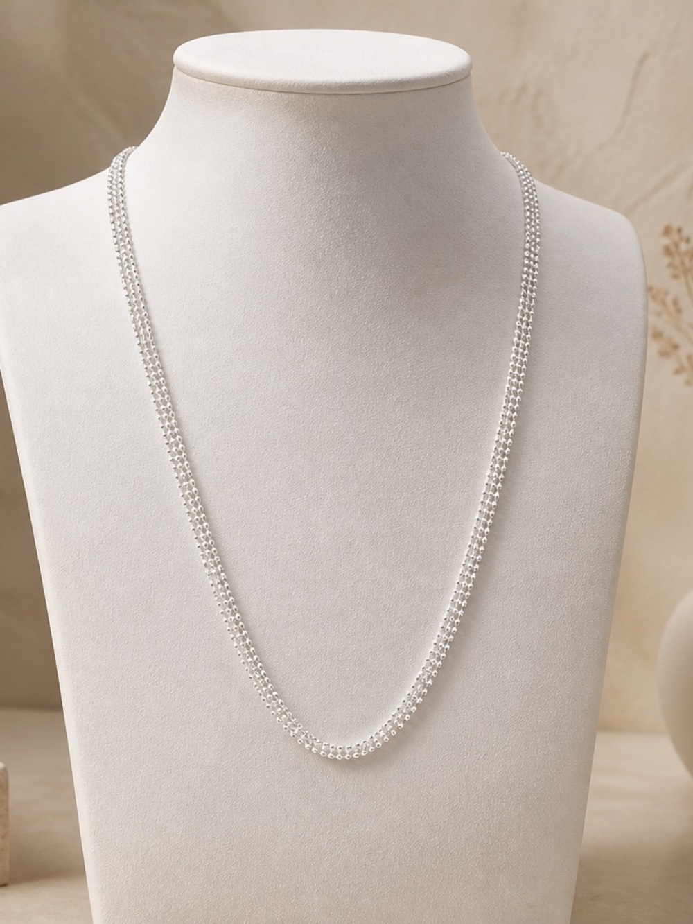 Sterling Silver Beaded Rope Necklace and bracelet set